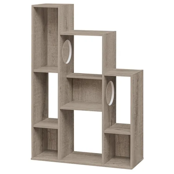 Meuble Chat Bibliothèque Chêne Gris 8 Sections Plateformes