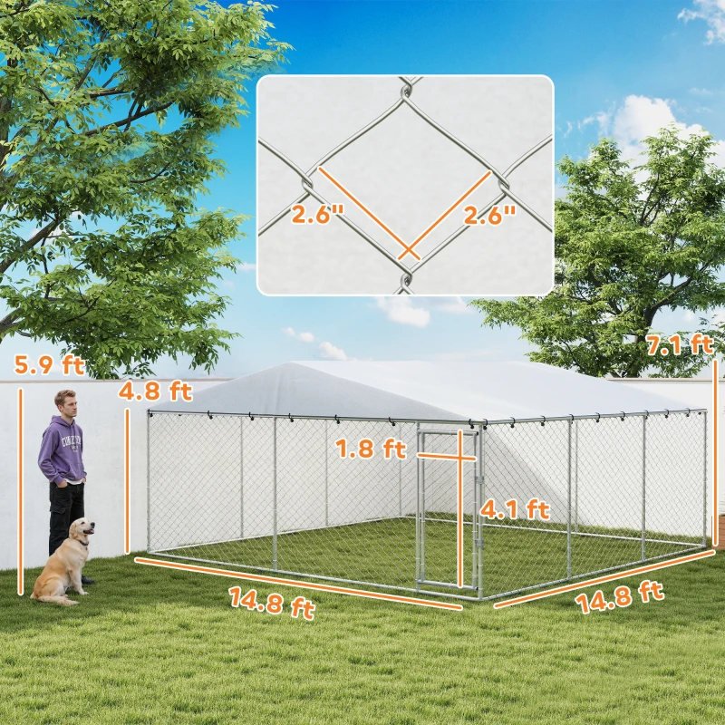 Enclos chien 7' toit imperméable petit/moyen/grand argent