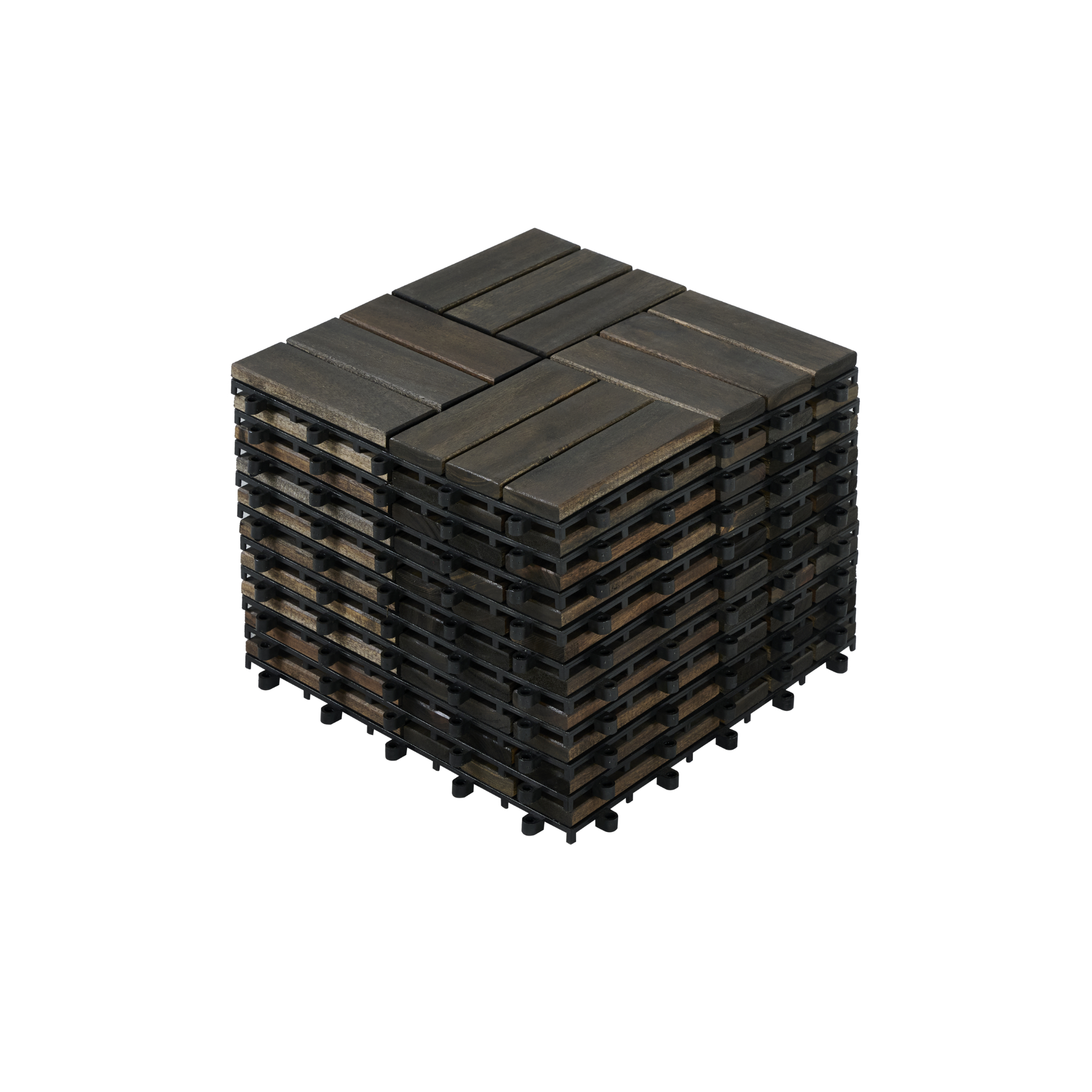Tuiles de terrasse Acacia bois 10PC 12po x 12po motif damier brun