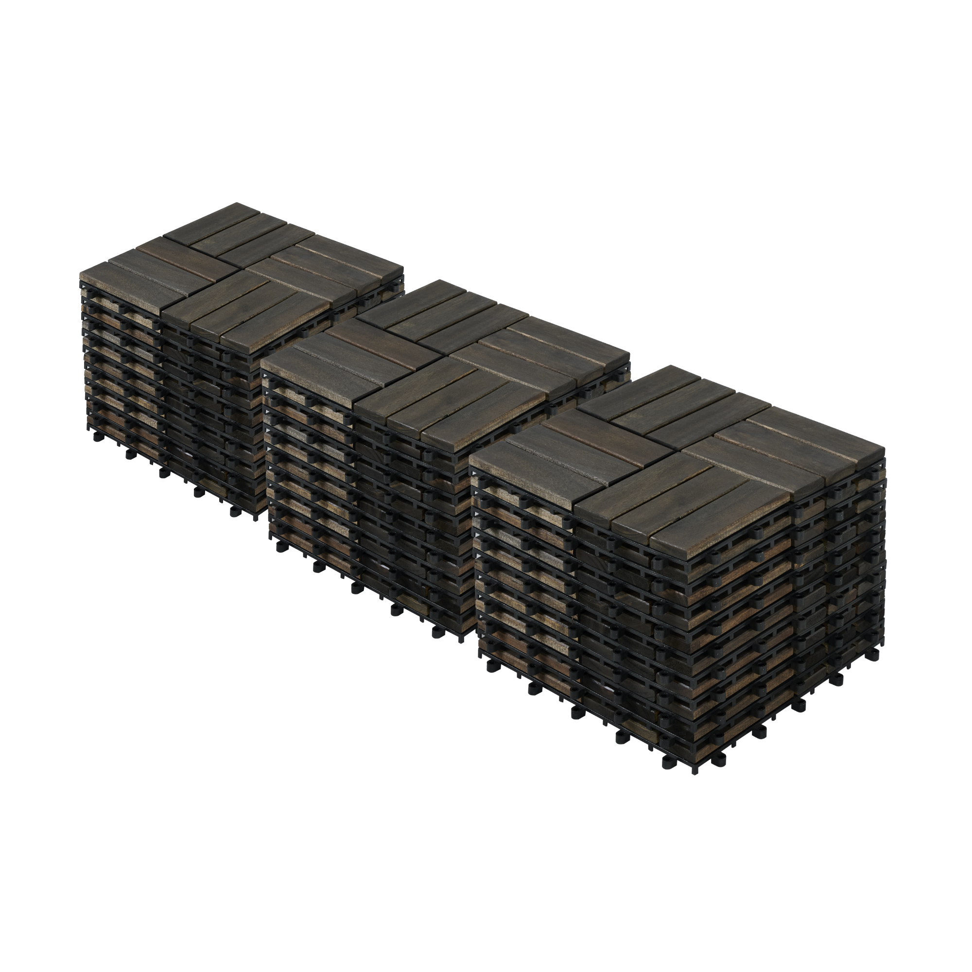 Carreaux pont bois acacia motif damier 30pcs 12x12po brun foncé