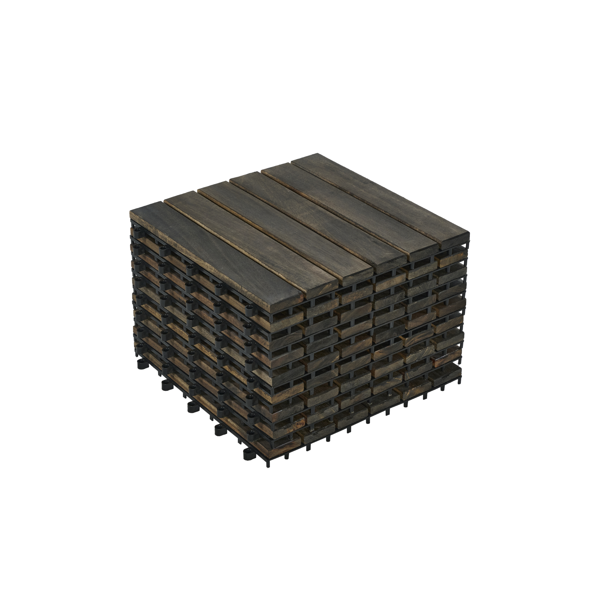 10 tuiles terrasse motif rayé 12x12po bois dur acacia