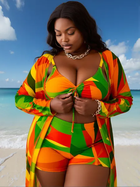 Maillot 3 pièces taille plus patchwork multicolore