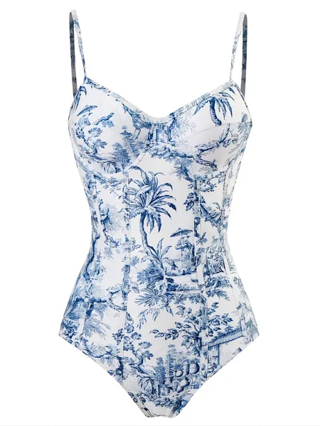 Maillot une pièce rétro imprimé femme