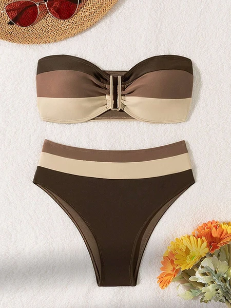 Bikini deux pièces brun séchage rapide femme