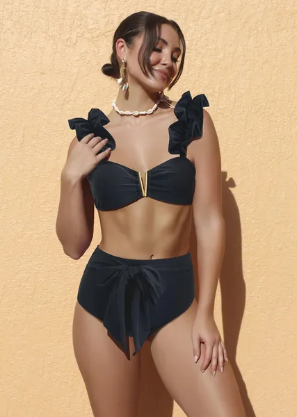 Bikini taille haute sexy volant femme