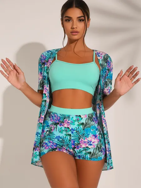 Bikini trois pièces imprimé multicolore femme luxe
