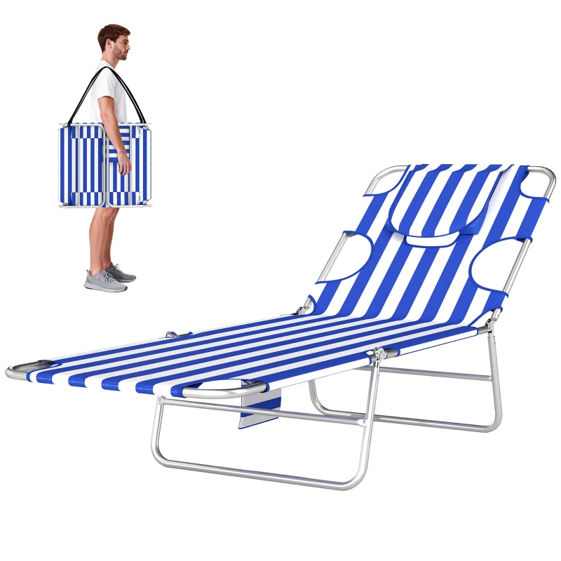Chaise bronzage visage trou rayures bleues