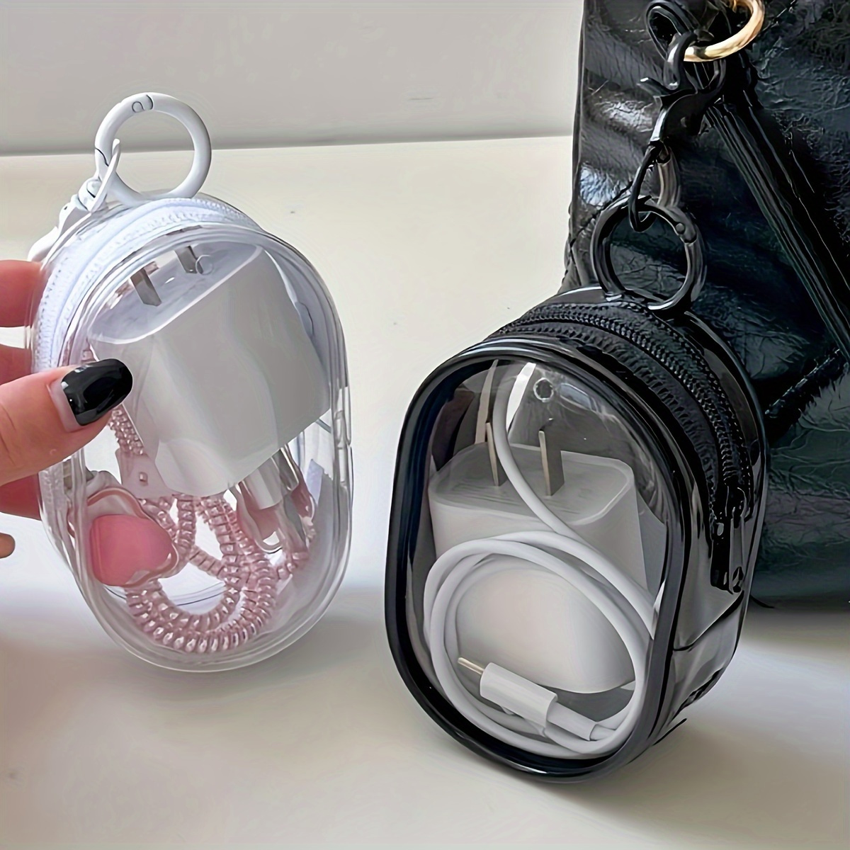 Lot 2 sacs rangement PVC transparent portable