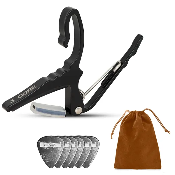 Capodastre 5Core guitare + 6 médiators + sac CAPO AL BLU