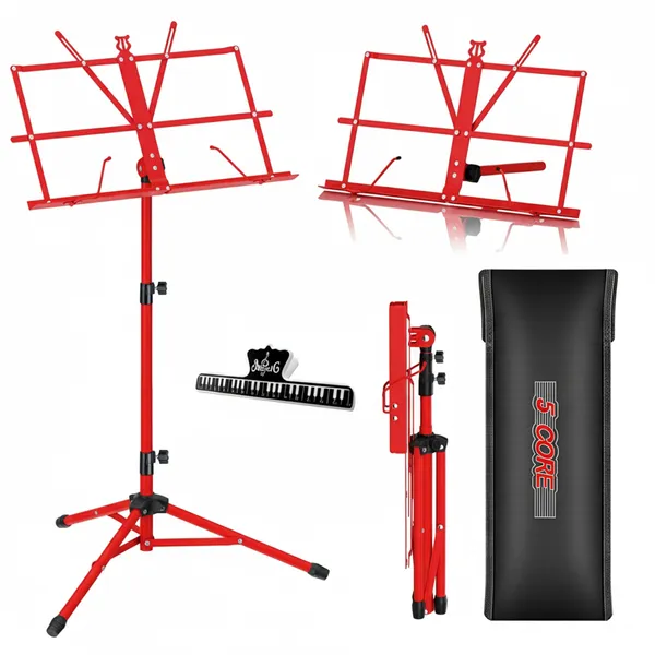 Pupitre Musique 5 Core Ajustable Métal Pliant MUS FLD RED