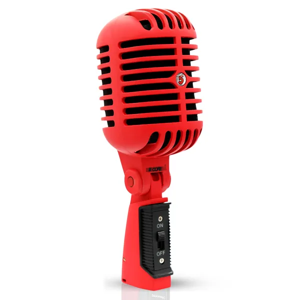 Microphone vintage 5 Core XLR dynamique professionnel rouge