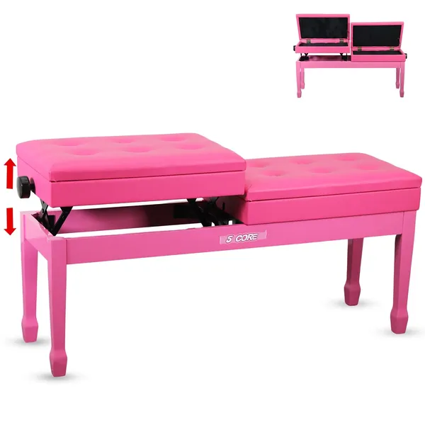 5 Core Banc piano PNB DT PNK, coussin 3,5 po, rangement, rose