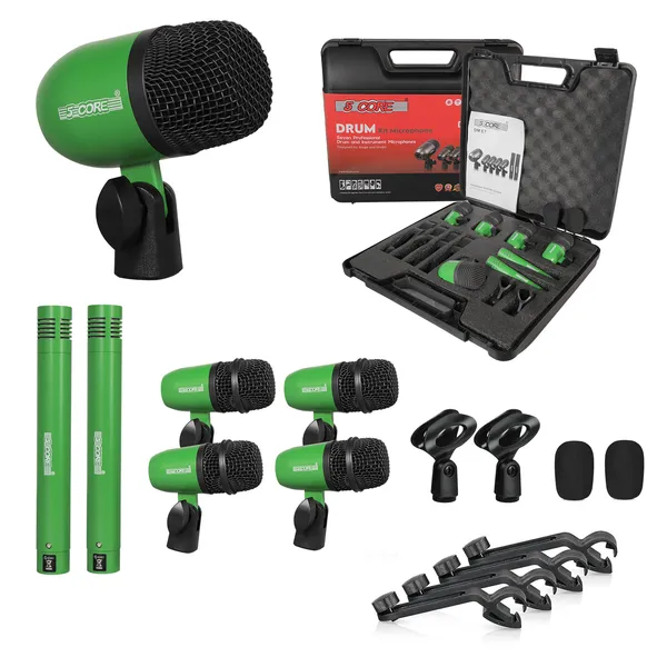 Kit 7 micros batterie professionnel, tom/caisse/cymbales