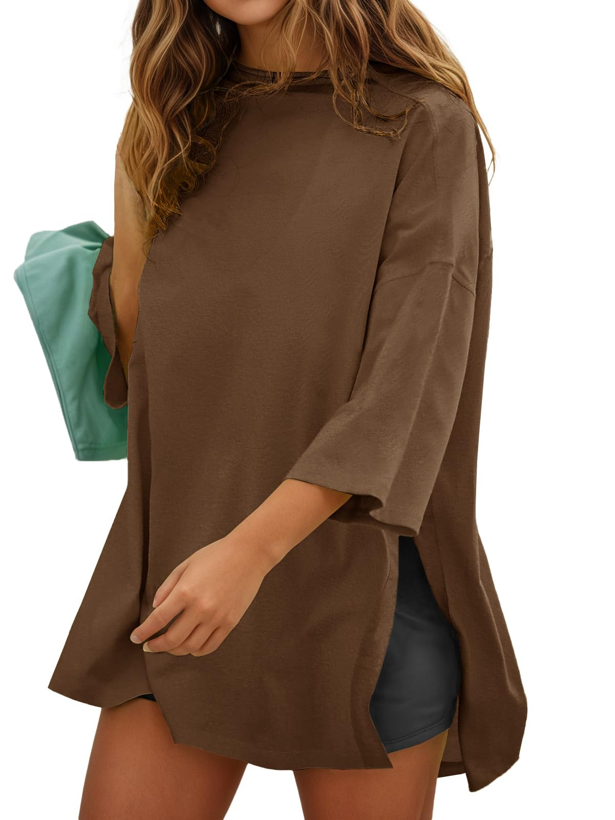 Fisoew t-shirt oversize casual fente femme
