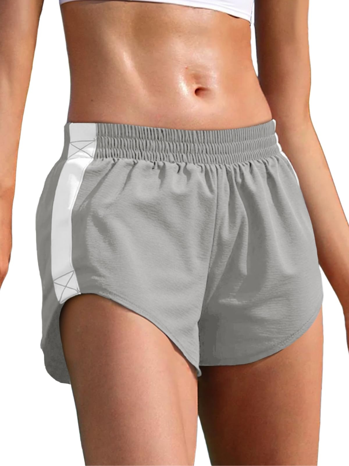 Fisoew short athlétique rayé taille haute femme