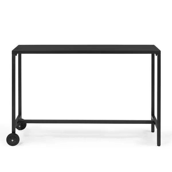 Table bar extérieur 55po roues, hauteur comptoir, noir