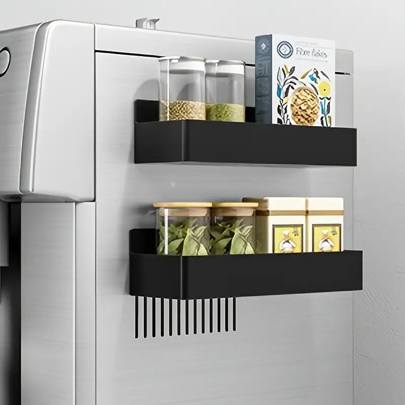 Ensemble 2 étagères magnétiques cuisine plastique murale