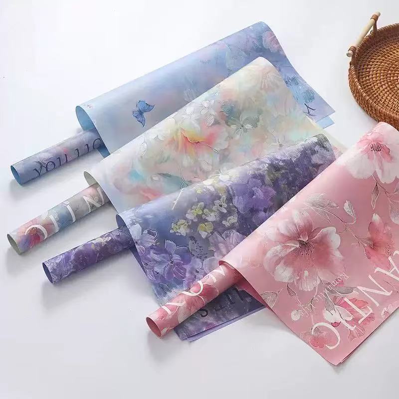 Papier d'emballage floral recto-verso 10 feuilles