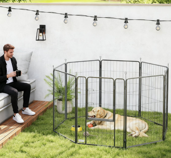 Enclos chien 39po 8 panneaux métal
