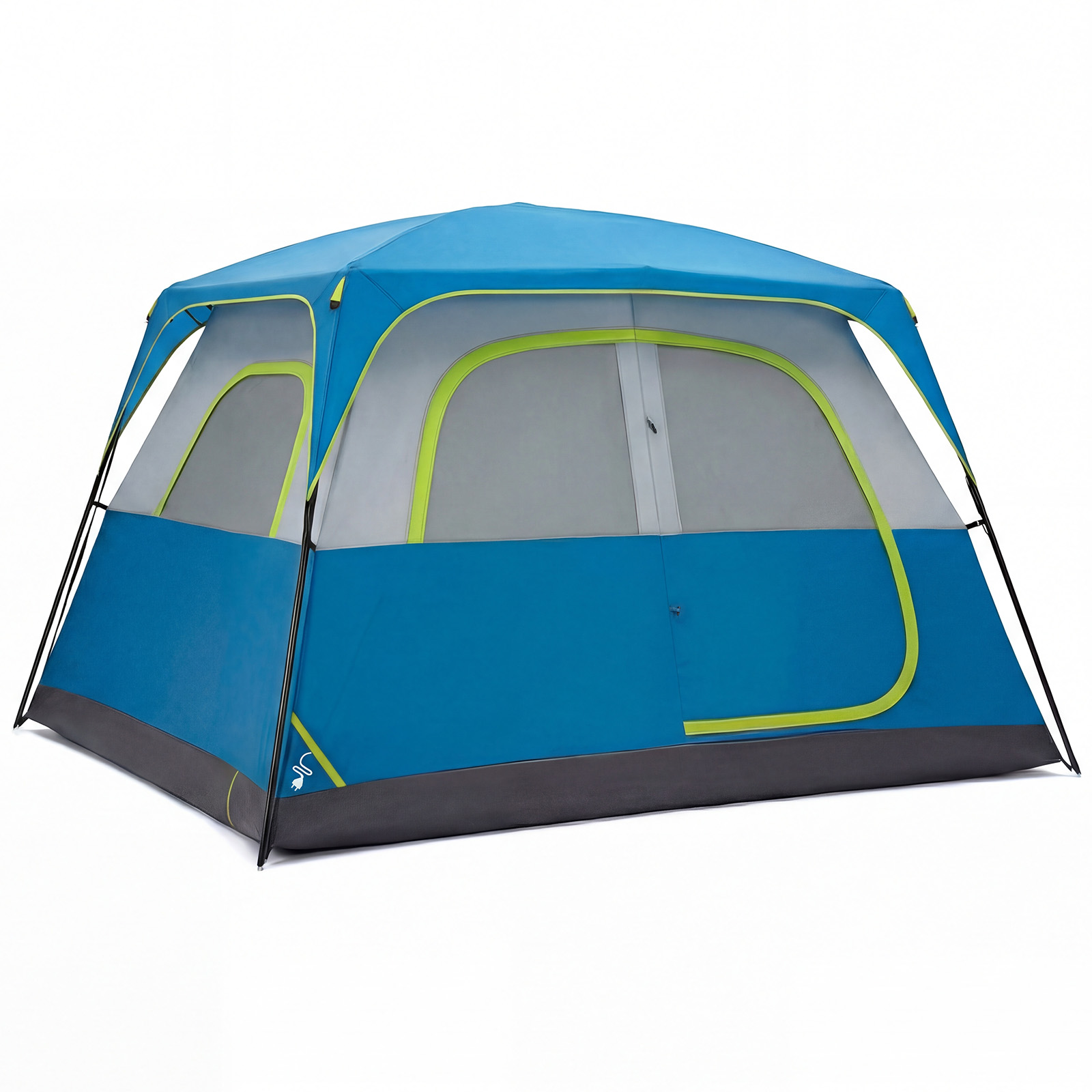 Tente camping 6 personnes imperméable, 2 étages, fenêtres grillage