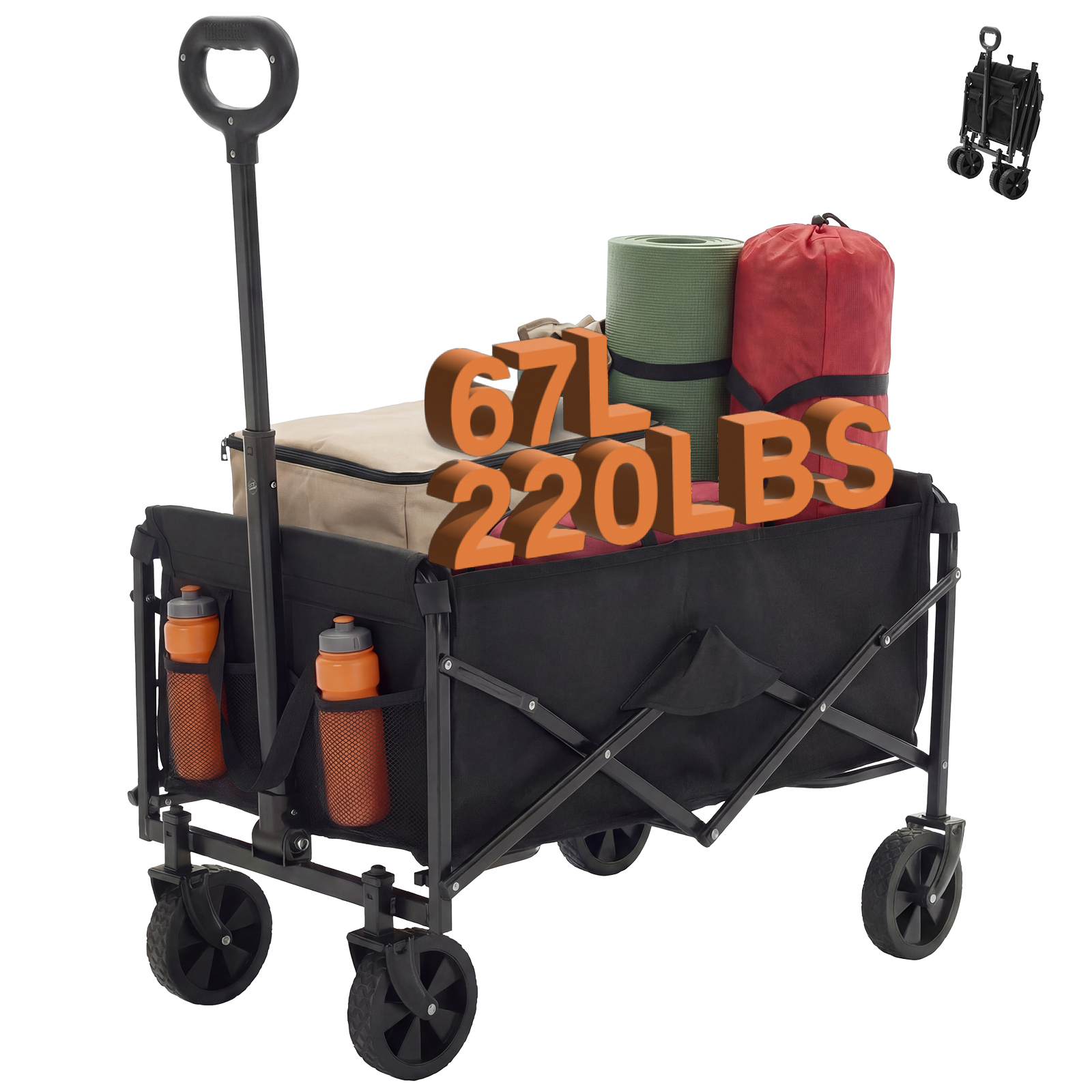 Chariot pliable roues, grande capacité 330 lb, robuste