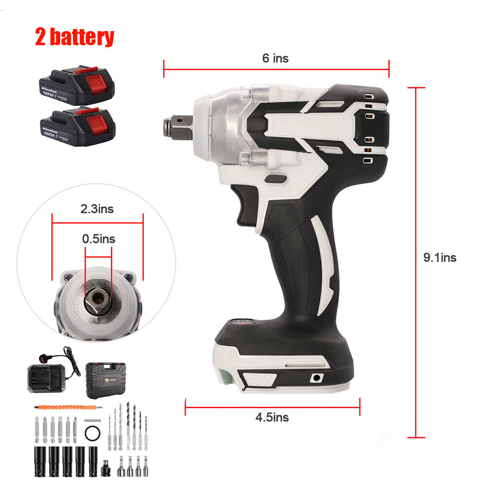 Clé à choc électrique sans fil 1000Nm 1-2po avec 2 batteries