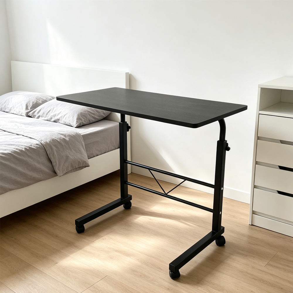 Table plateau roulante 60cm C, côté canapé, bois, portable