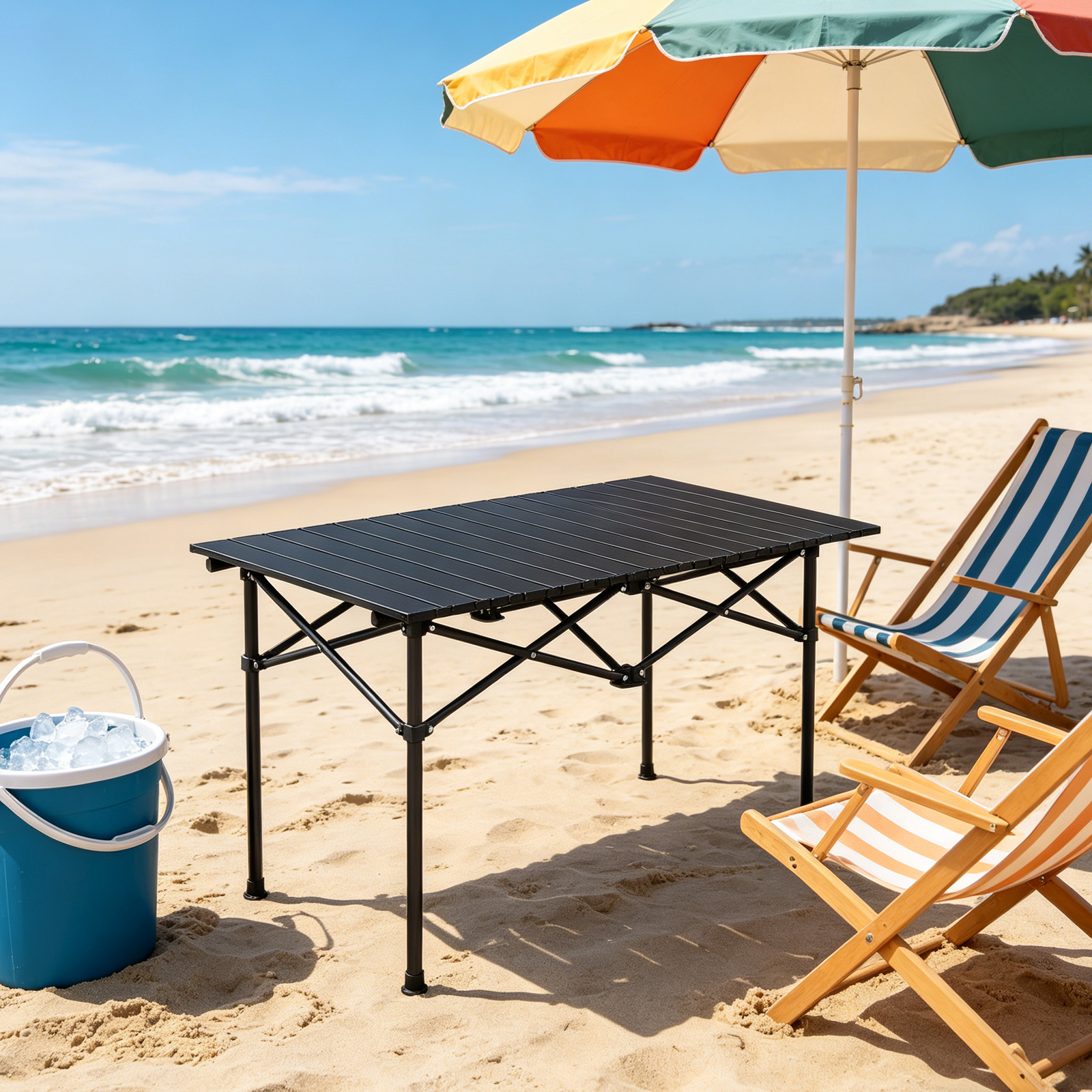 Table camping carbone 120 cm pliante portable, enroulable