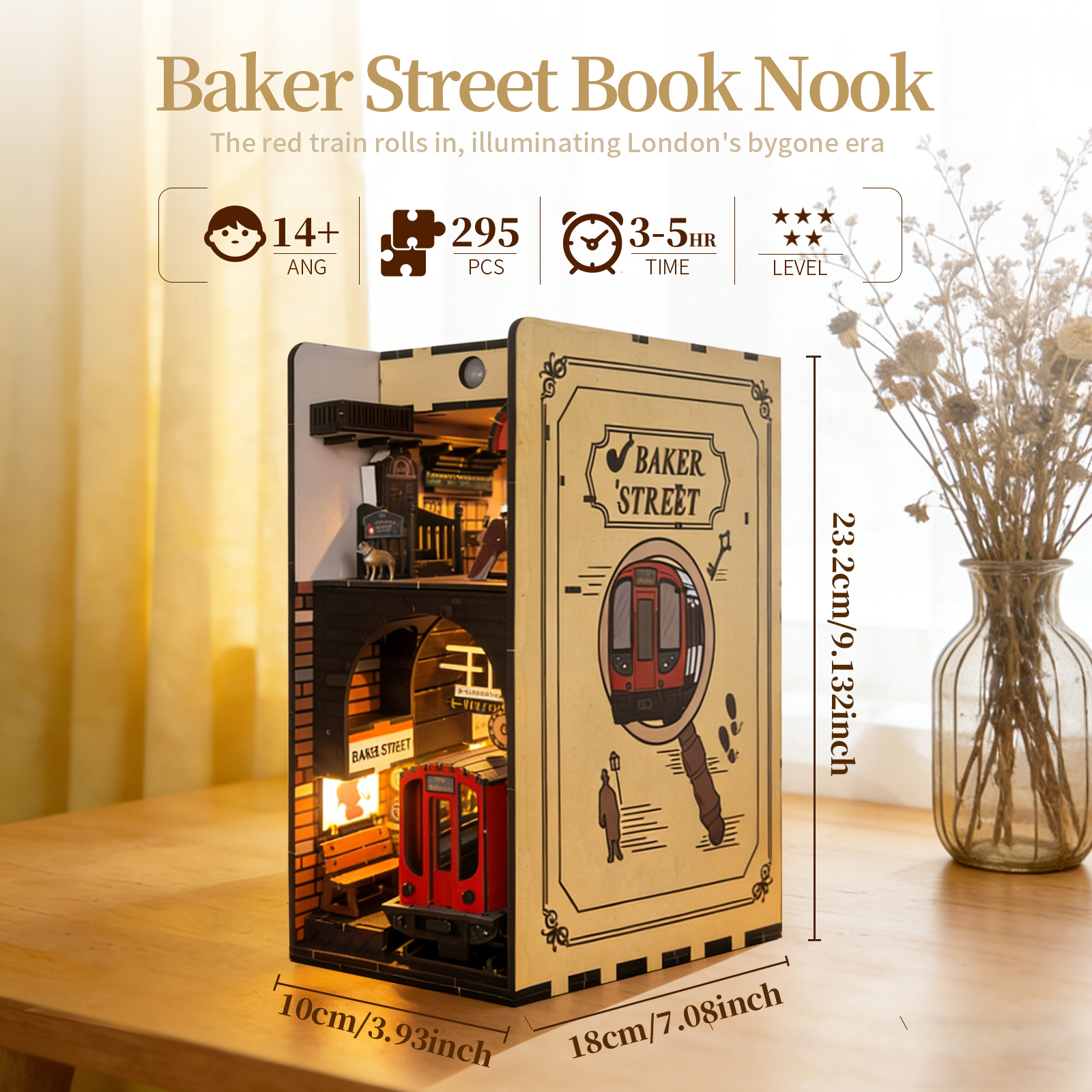 Casse-tête 3D bois Baker Street maison livres LED