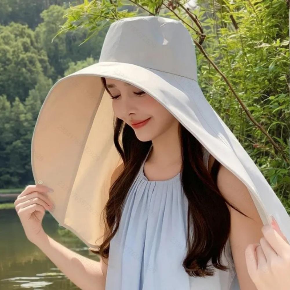 Chapeau soleil plage protection UV cou