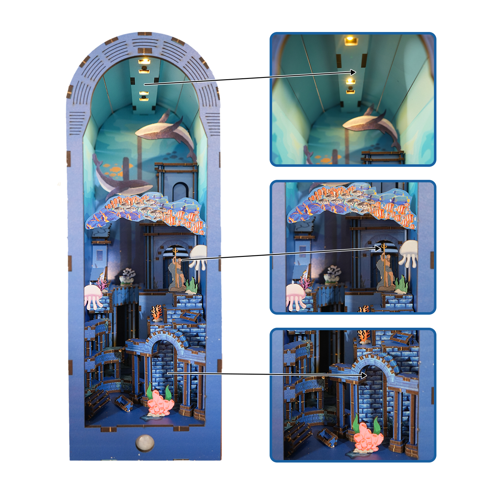 Casse-tête 3D bois Atlantis maison livres LED