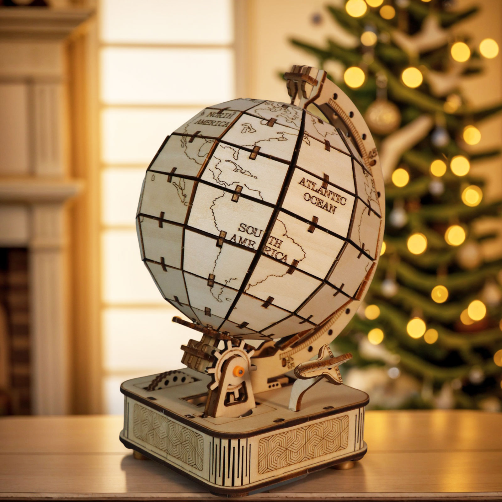 Puzzle 3D en bois Globe, bricolage, cadeau artisanal Noël