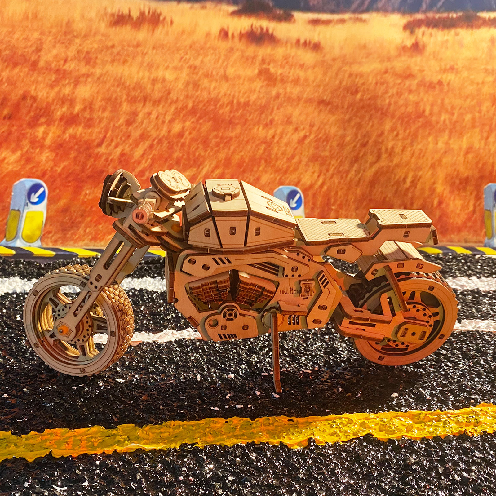 Puzzle 3D bois Moto, construction artisanale, cadeau Noël unique