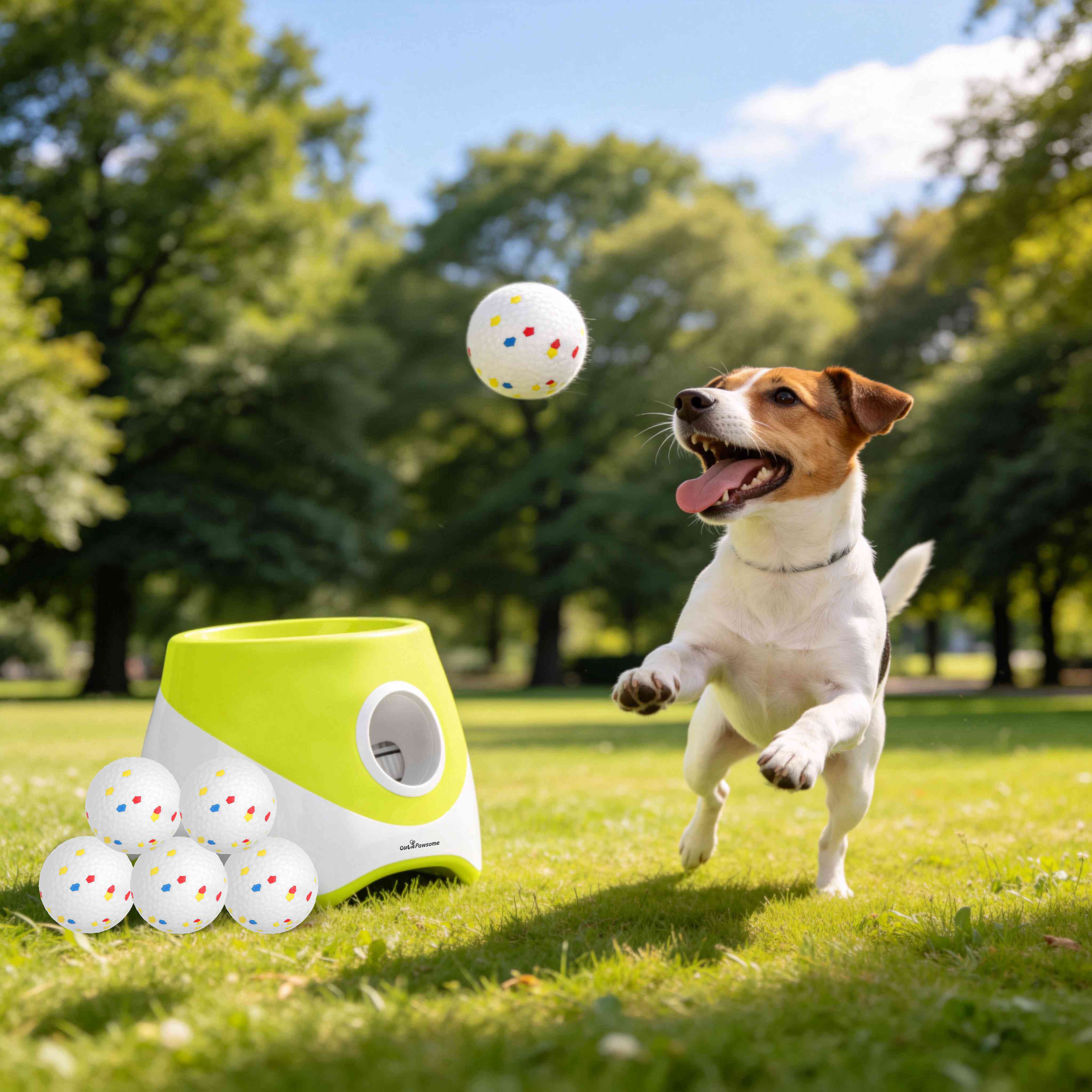 Lanceur balles chien automatique rechargeable, 3 distances, 6 balles