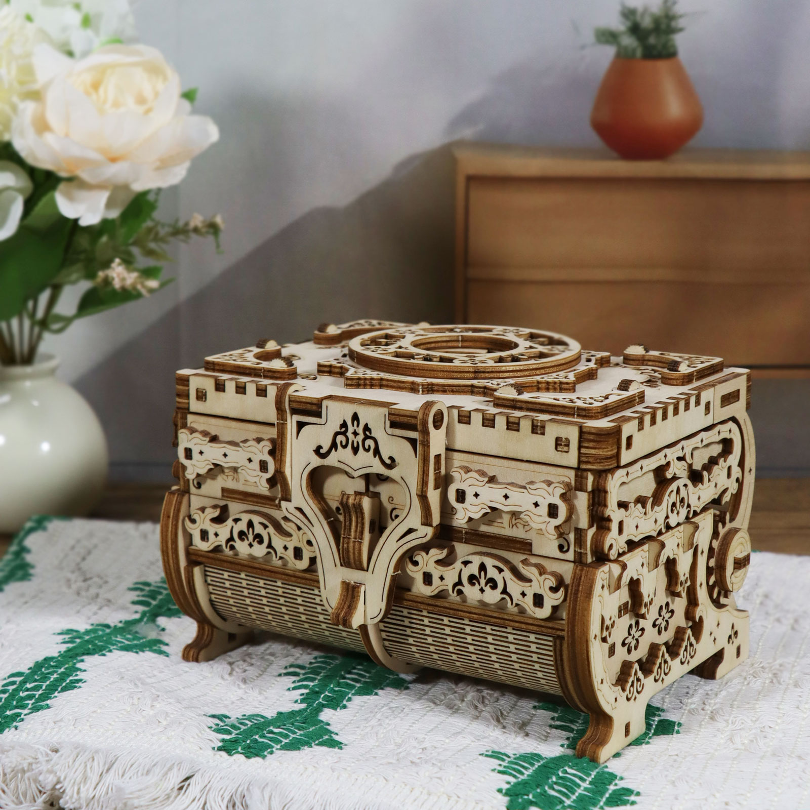 Puzzle bois 3D boîte à bijoux rétro décoration