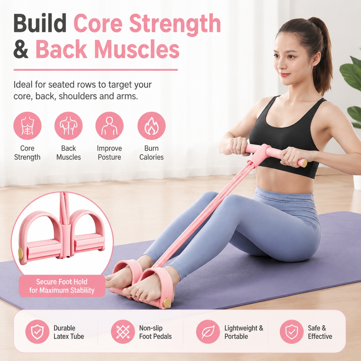 Bande élastique résistance pédales 6 tubes yoga
