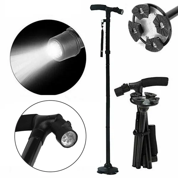 Canne LED sécurité terrain pivot pliable