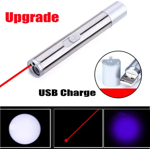 Pointeur laser chat 3en1 1mw USB rechargeable torche UV jouet
