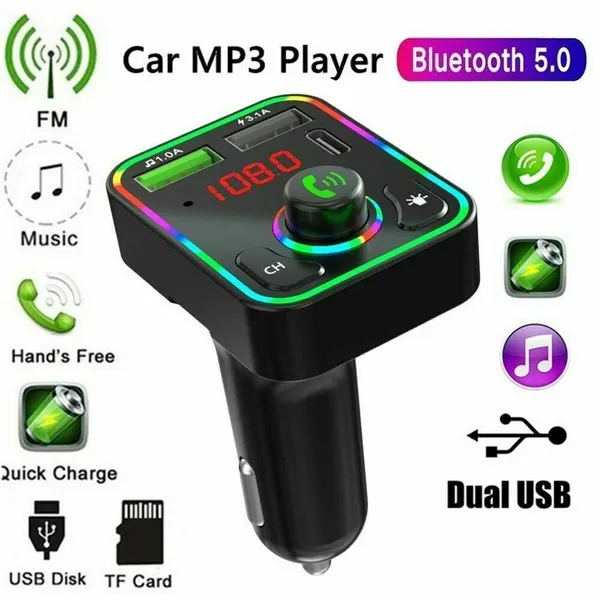 2 pcs transmetteur FM Bluetooth auto mini LED MP3 PD