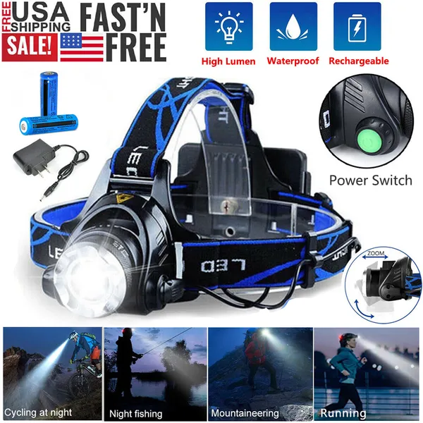 Lampe frontale LED ultra brillante 9900000LM rechargeable