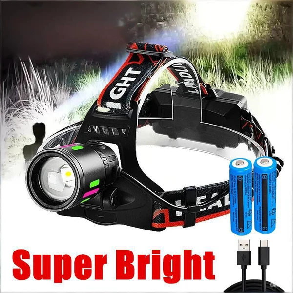 Lampe Frontale LED Rechargeable 3 Modes Zoomable