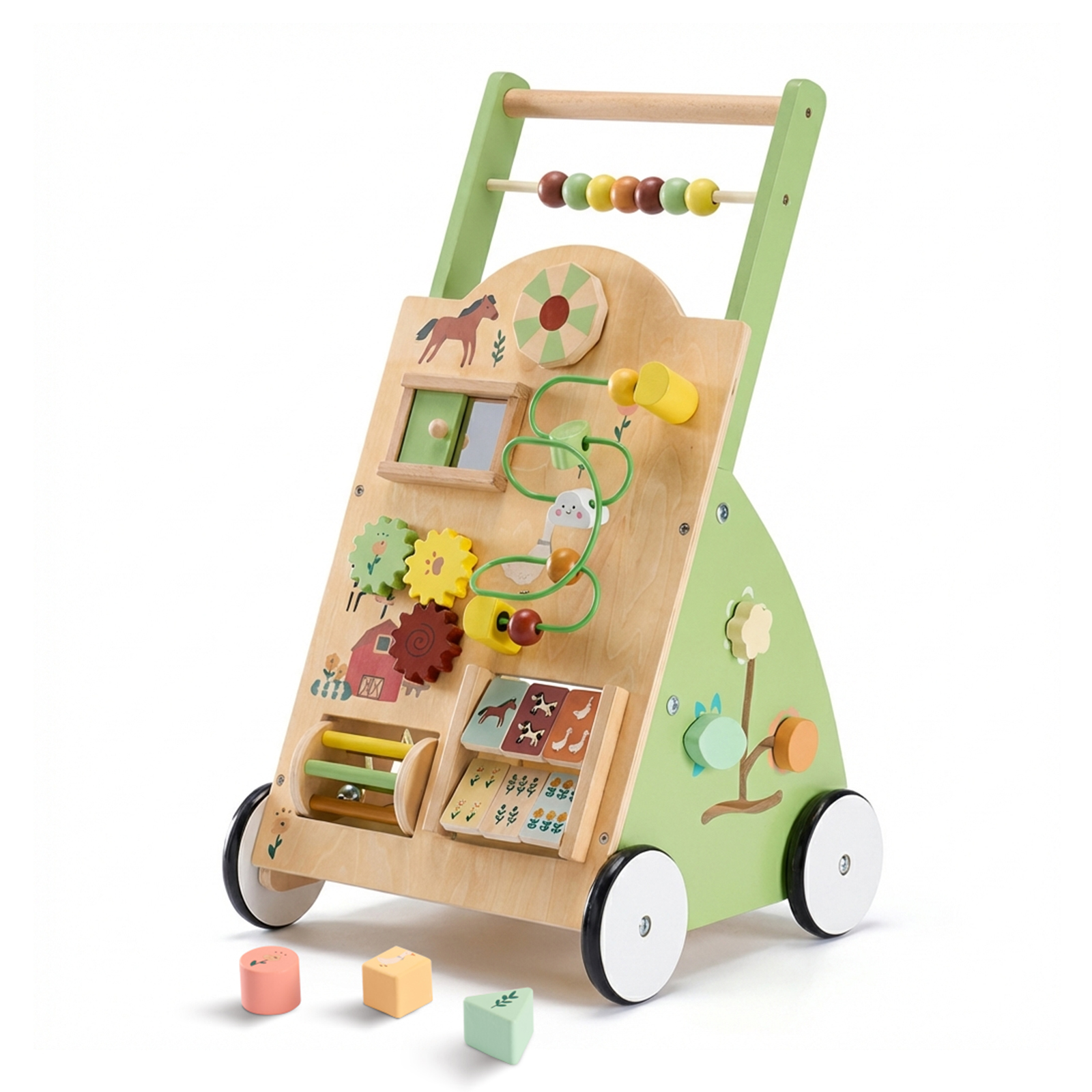 Trotteur bébé bois vitesse ajustable Montessori silencieux