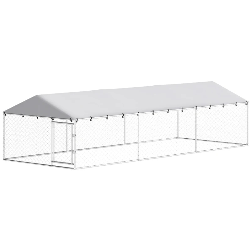 PawHut Enclos chien 6x2,3x1,5m gris imperméable