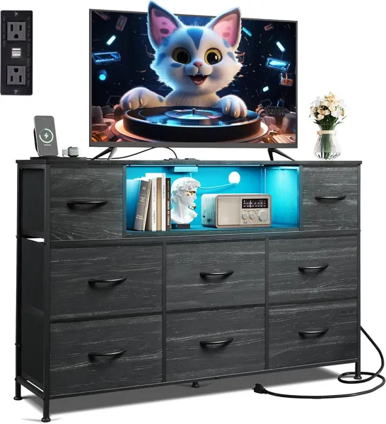 Meuble TV 45-50-55 po centre divertissement DEL tiroirs