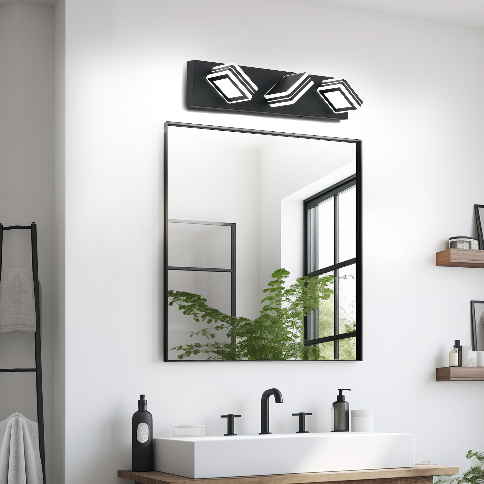 Luminaires vanité noir 3 lumières LED