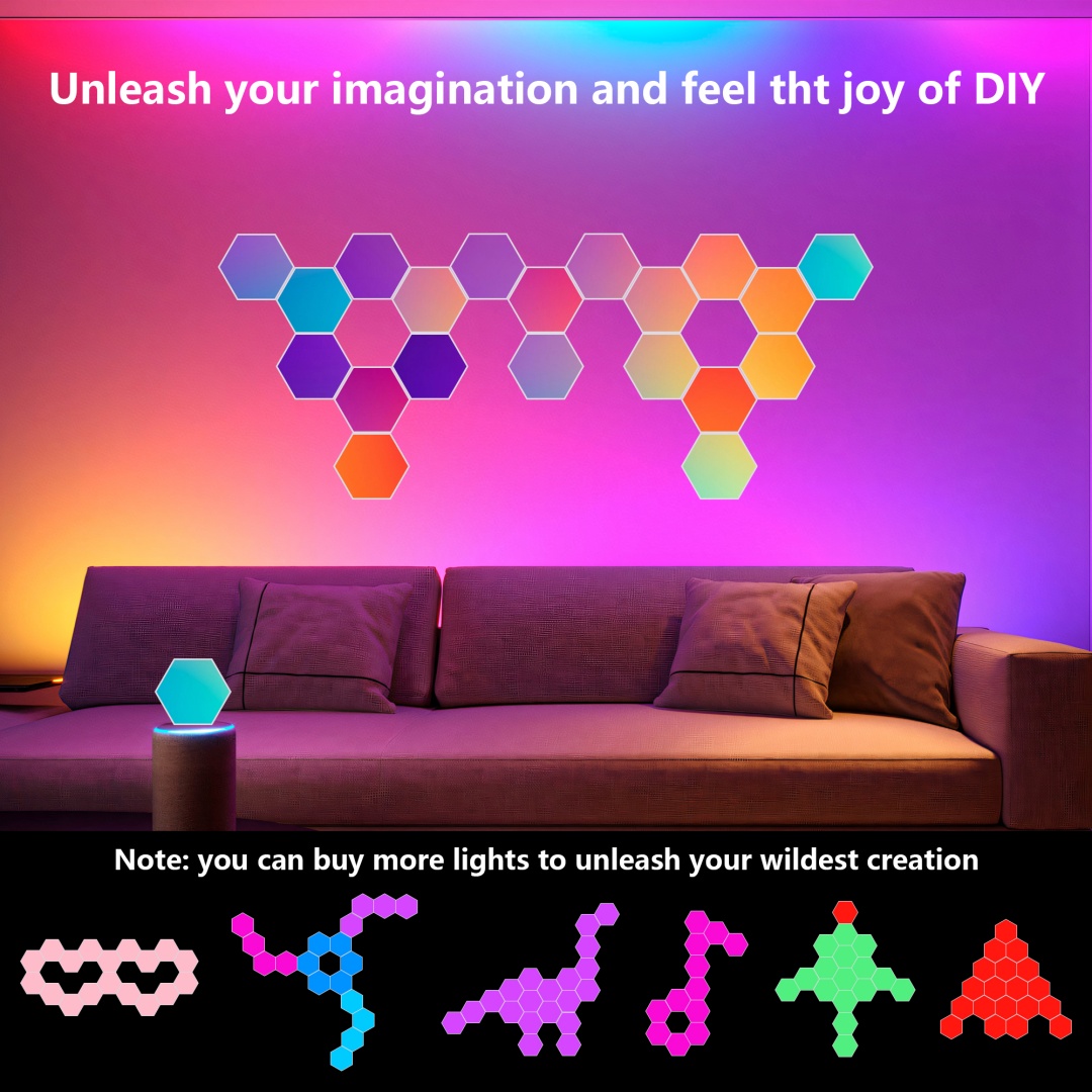 Lumières LED hexagonales 20 pcs RGB