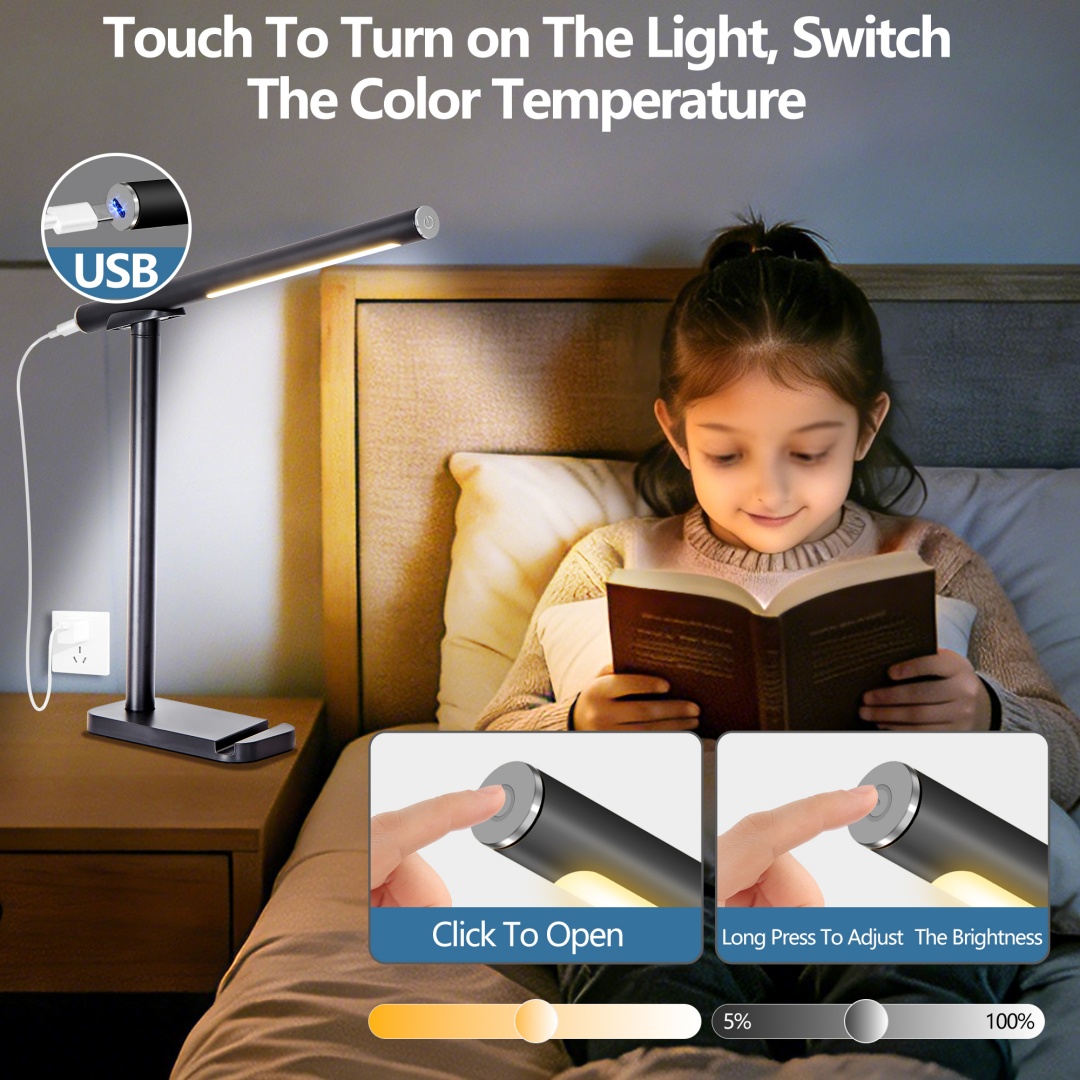 Lampe bureau LED 360° USB 5 modes dimmable
