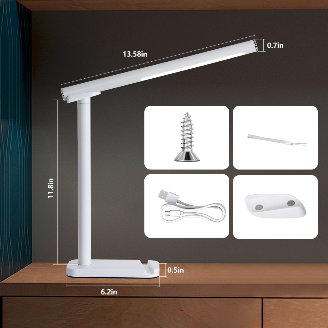 Lampe de bureau LED 360° USB, 5 modes, variateur
