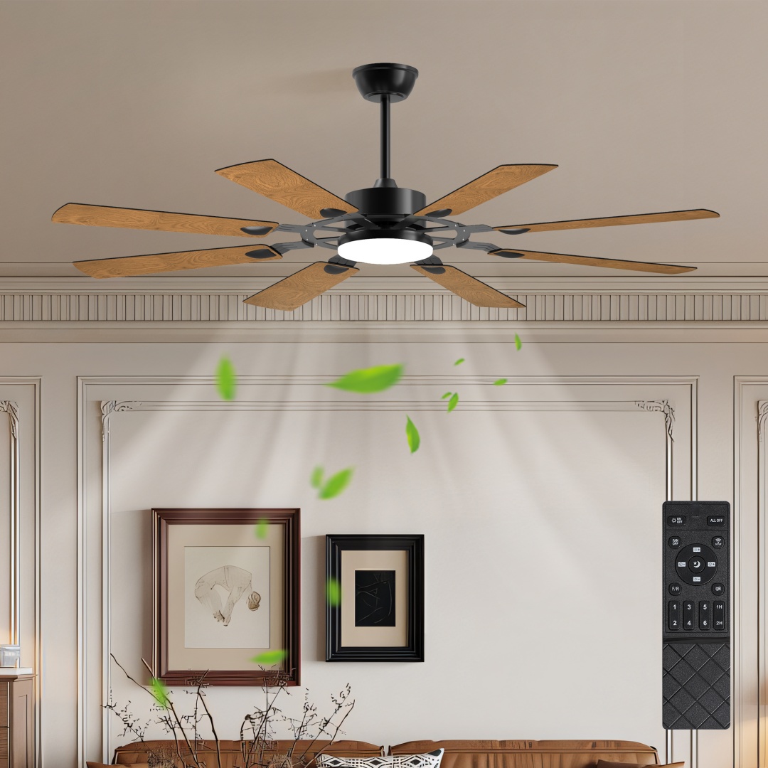 Ventilateur plafond 60 po lumières télécommande 6 vitesses noir