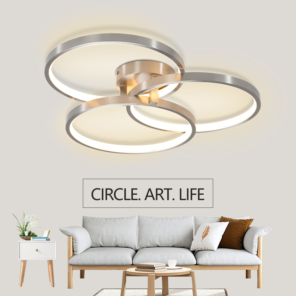 Plafonnier LED 20 po circulaire dimmable nickel
